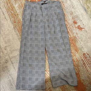 Torrid Black and White Wide Leg Pants with Plaid Pattern